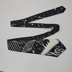 Vtg music themes tie, Larson, 100% silk